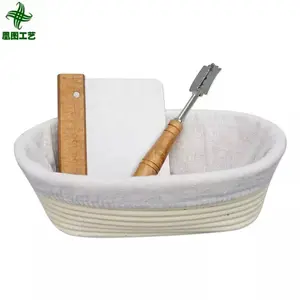 Ht Oem Aangepaste Artisan Brood Proofing Mand Voor Stijgende Zuurdesem Professionele Bakken Tool Set Met Lame Schraper Banneton