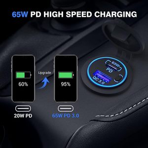 Chargeur Usb c 65w Usb Pd 12v <span class=keywords><strong>Voiture</strong></span> 65w Port USB Avec Interrupteur pour <span class=keywords><strong>Voiture</strong></span> Bateau Marine Bus Camion Golf Cart RV Moto - Product Image 5