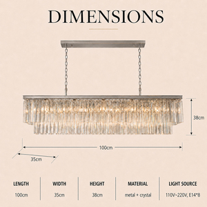 Luxury Two Tier Linear <b>Crystal</b> <b>Chandelier</b> Clear <b>Crystal</b> Prism Pendant <b>Light</b> For Restaurant Residential Dining Space - Product Image 2