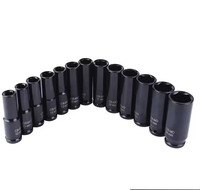 Oem Pexmartools Jeu de douilles profondes 1/2" Cr-Mo, 15 pièces, pour réparation automobile, jeu d'outils à douilles à chocs profondes, kit d'outils à main