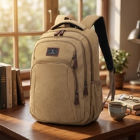 Sac à dos de sport décontracté en toile vintage, grande capacité, multi-poches, résistant à l'eau, pour ordinateur portable, voyage, sac à dos de jour