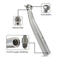 Pièce à main dentaire à fibre optique haute vitesse, 4 jets d'eau, bouton poussoir, compatible avec le coupleur rapide KV, pièce à main à turbine à air pour clinique dentaire