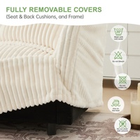Conjunto de Sofá Seccional Modular en Forma de L con Otomana Convertible, 2 Cojines Grandes, Cubierta de Pana, Sofá Extra Grande de 3 Plazas para Sala de Estar