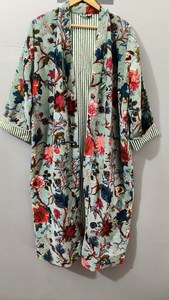 Bata de terciopelo con estampado floral, manga tres cuartos, largo completo, ropa de dormir informal para mujer, estilo kimono de primavera y verano, 100% terciopelo - Product Image 3