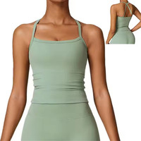 P888 요가 조끼 홀터 탑 스포츠 속옷 체육복 Ropa De Mujer 아래 의류와 요가 반바지 세트