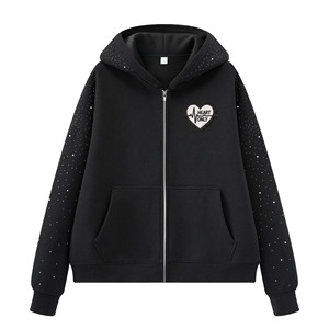 Sweat à capuche <span class=keywords><strong>pour</strong></span> homme avec sublimation, strass, fermeture éclair, design scintillant sur toute la surface, style Y2K, en <span class=keywords><strong>coton</strong></span> et polyester - Product Image 5