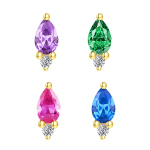 Piercing storie 14k oro massiccio pera taglio pietra senza filo top Piercing gioielli - Product Image 1