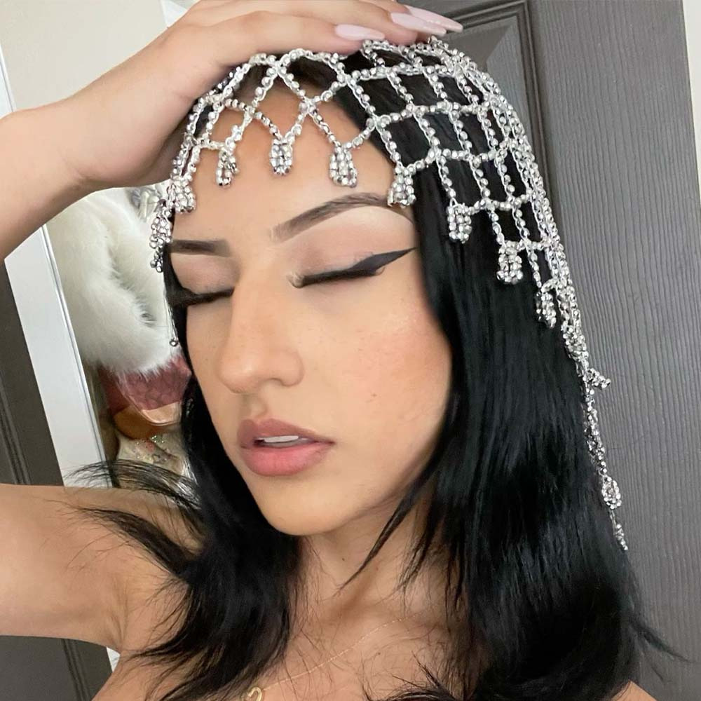 Women Crystal Rhinestone Headband Tiaras Crown Tassel  display picture 1