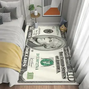Tappeto personalizzato USD valuta, completamente ricoperto di tappeto resistente all'usura e assorbente dollaro Benjamin Franklin