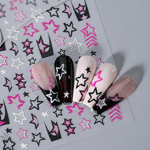 Pegatinas de <span class=keywords><strong>Uñas</strong></span> con Estrellas Huecas Doradas <span class=keywords><strong>y</strong></span> Plateadas, Estilo Y2K, Líneas Irregulares de Pentagrama, Adhesivos para <span class=keywords><strong>Uñas</strong></span>, Decoración de Manicura DIY - Product Image 5