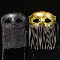 Masque de carnaval vénitien antique pour le Mardi Gras avec sangles réglables pour hommes et femmes, voiles de maquillage Mardi Gras