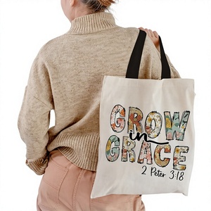 Sac fourre-tout en toile imprimé simple, grande capacité, prix abordable, avec fermeture éclair - Product Image 1