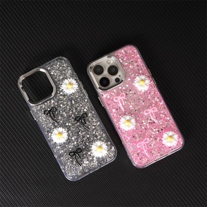 กรอบมือถือลายดอกไม้แวววาวสำหรับ iPhone 12 13 14 15 16 17 PRO MAX เคสแฟชั่นจากโรงงาน - Product Image 3