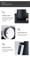 Bouilloire électrique intelligente à bec de cygne, température variable, fonction maintien au chaud, pour la préparation du café à domicile