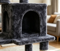 Arbre à chat multi-niveaux en sisal avec double porte, hamac, plusieurs plateformes d'escalade et jouets pompons suspendus pour chat d'intérieur