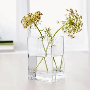 Aofa透明玻璃花瓶方口简约创意大型水培花瓶欧式装饰客厅
