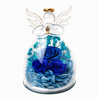 Figurine d'ange en fleur éternelle sous cloche en verre, faite à la main, au toucher naturel, longue durée, cadeau romantique pour les occasions