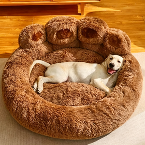 Soft Plush <b>Dog</b> Bed Round Paw Shape Faux Fur Pet Nest Indoor All Seasons Cute Design for <b>Dogs</b> Hand Washable Removable Cover - Product Image 6