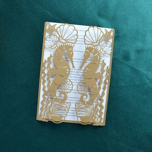 Forniture per feste a sirena decorazione quinceanera inviti di nozze ippocampo con conchiglia tagliata al laser - Product Image 3