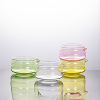 Bol en verre texturé de style Japandi résistant à la chaleur, écologique, de qualité alimentaire, avec bec verseur pour accessoires de service à thé