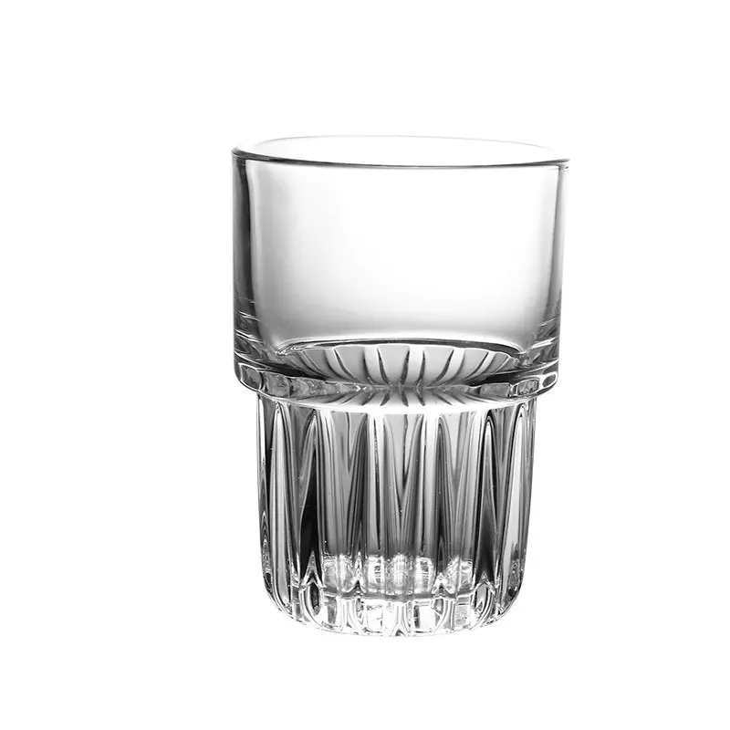 Wholesale Creative Vertical Stripes Cheap Double Wall Juice Glasses Whiskey Drinking Glasses New Stacking Water Cup