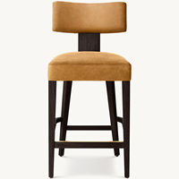 Chaise de bar en bois massif de style américain personnalisée Rhoohill, chaise de bar en cuir de luxe moderne en chêne blanc et tissu en lin