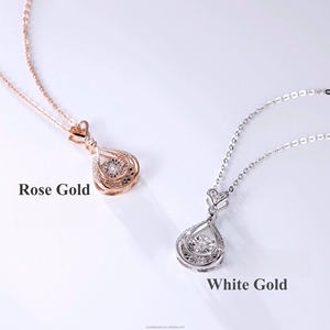 Collier pendentif dansant en <span class=keywords><strong>or</strong></span> massif 18 carats personnalisable avec diamant de laboratoire pour femme, vente en gros - Product Image 2