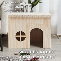 Maison pour lapin en bois massif à motifs, style classique, en contreplaqué écologique, à assembler, abri pour petits animaux