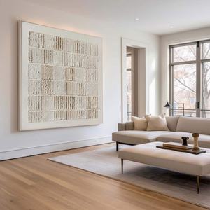 Arte Mural 3D Texturizado, Pintura al Óleo Wabi-Sabi Pintada a Mano por un Artesano, Arte Mural en Lienzo para Decoración Serena de Hoteles y Hogares Minimalistas - Product Image 2