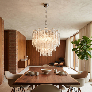 Lustre moderne en verre tubulaire, <span class=keywords><strong>suspension</strong></span> métallique de luxe, effet vague d'eau, Art Déco, pour villa, hall d'hôtel, lampe de projet design à étages - Product Image 5