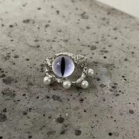 Coffret cadeau 36 pièces mignon dessin animé chat gros oeil boîte à bagues résine mauvais œil petit diable petit monstre fête mariage bague vente en gros
