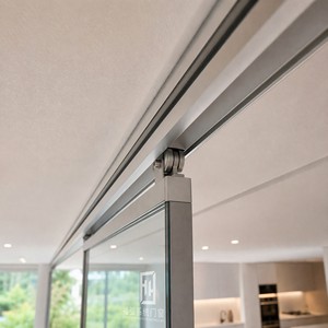 Puerta <span class=keywords><strong>Corredera</strong></span> Ultra Delgada para Cocina, Aislamiento Térmico y Acústico, Marco de Aleación de Aluminio Negro Mate para Bodega o Sala de Estar - Product Image 3