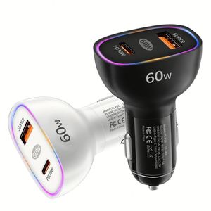 ที่ชาร์จในรถยนต์ 60W ช่องเสียบคู่ A+C กำลังไฟสูง ที่ชาร์จในรถยนต์แบบ Type C PD30W สำหรับ iPhone และ Huawei - Product Image 1