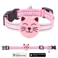 Collares reflectantes duraderos de color sólido para rastreadores de gatos con código QR antipérdida y posicionamiento, listos para envío inmediato (Dropshipping)