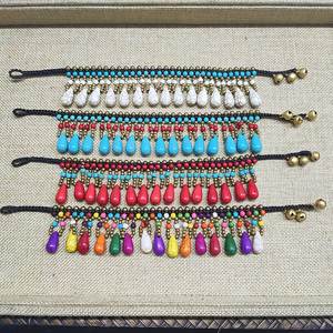 2024 नई बोहेमियन शैली भारतीय समुद्र तट के किनारे अर्ध-कीमती पत्थर बूंदों के साथ हाथ से बुना हुआ - Product Image 5