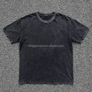 เสื้อยืดผู้ชายสไตล์วินเทจขาดๆ รุ่ยๆ ทรงโอเวอร์ไซส์ ผ้าฝ้ายสีขาวฟอก ลุคกรันจ์ สตรีทแวร์ ทรงบ็อกซี่ - Product Image 1