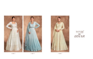 Heavy Real Georgette & Chinon Anarkali vestido con bordado de secuencia Stich trabajo vestido de novia para venta de exportación - Product Image 6