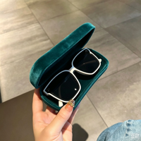 Étui à lunettes en métal rigide velours avec design rectangulaire et chiffon de nettoyage de couleur assortie, logo personnalisé en feuille d'or disponible
