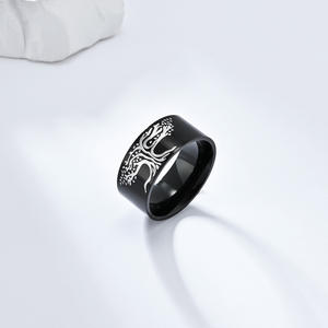 Tree Of Life <b>Titanium</b> Steel <b>Ring</b> For <b>Men</b> Steel Black Plant Pattern Jewelry Gift - Product Image 4