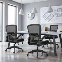 Chaise de bureau ergonomique en maille avec dossier haut et soutien lombaire, accoudoirs rabattables, chaise de direction pivotante à roulettes pour bureau à domicile