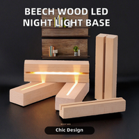 Base de lumière LED en bois de hêtre à fente rectangulaire moderne directe d'usine Mini base de veilleuse enfichable pour feuille acrylique à usage domestique