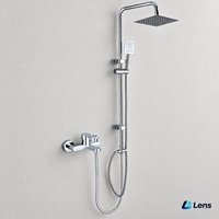 Pengiriman Cepat Shower Kuningan Model Hotel Dengan Kontrol Tombol Hemat Ruang, Pemisah Air Panas Dingin Untuk Apartemen, Stok Tersedia