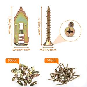 Kit d'ancres auto-perceuses pour cloisons sèches, vis en acier argenté M12 50/50, <span class=keywords><strong>fixation</strong></span> murale <span class=keywords><strong>sans</strong></span> perçage, capacité de 50 lb (20 kg), boîte - Product Image 2