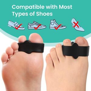 Correcteur d'hallux valgus en gel avec séparateurs d'<span class=keywords><strong>orteils</strong></span> ajustables et espaceur pour le gros orteil, pour la <span class=keywords><strong>protection</strong></span> des pieds et le soulagement de la douleur (noir) - Product Image 5