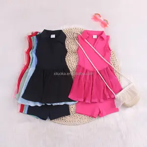 Sports Fitness Running Dress Girls 2-piece Set Yoga Skirt Pants Girl Tennis Dress Sets
