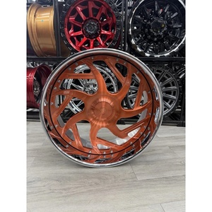 Nuove Ruote ad Alte Prestazioni da 22, 24, 26 Pollici, <span class=keywords><strong>2</strong></span>/3 Pezzi, 4/5/6 Fori, in Lega Forgiata con Coprimozzo Flottante, Design Concavo Profondo Oro Rosa per Chevy - Product Image 4