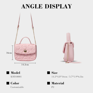 Borsa a Tracolla Trapuntata Carina per Bambine, Mini Borsetta con Catena, Piccola Borsa a Spalla da Principessa - Product Image 2