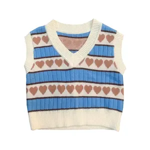 fashion kids 2021 heart pattern little girls sweater vest