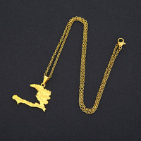 Chaîne à maillons en acier inoxydable plaqué or 18K Fabricant de carte d'Haïti Collier à pendentif Carte du pays national haïtien