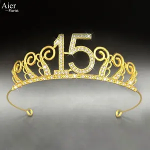Newd디자인 12*3.8cm 15 세 생일 티아라 다이아몬드 또는 꽃 장식 티아라 또는 케이크 장식 크라운